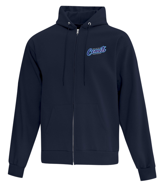 Comets Adult Cotton Full Zip Hooded Sweatshirt with Left Chest Embroidered Logo