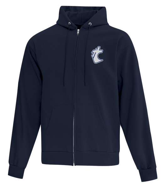 Huskies Cotton Full Zip Hooded Sweatshirt with Left Chest Embroidered Logo YOUTH