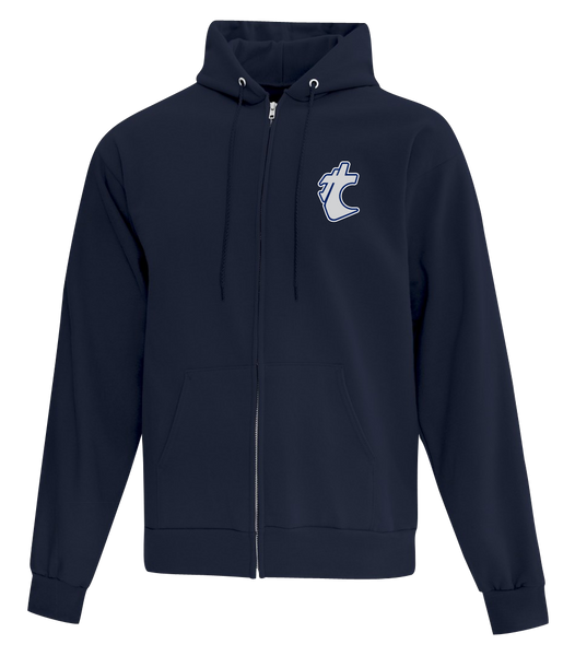Huskies Cotton Full Zip Hooded Sweatshirt with Left Chest Embroidered Logo ADULT