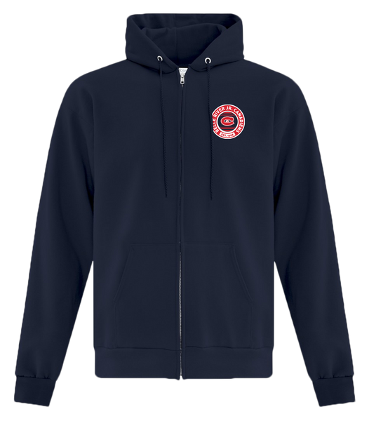 Belle River Jr Canadiens Adult Cotton Full Zip Hooded Sweatshirt with Left Chest Embroidered Logo