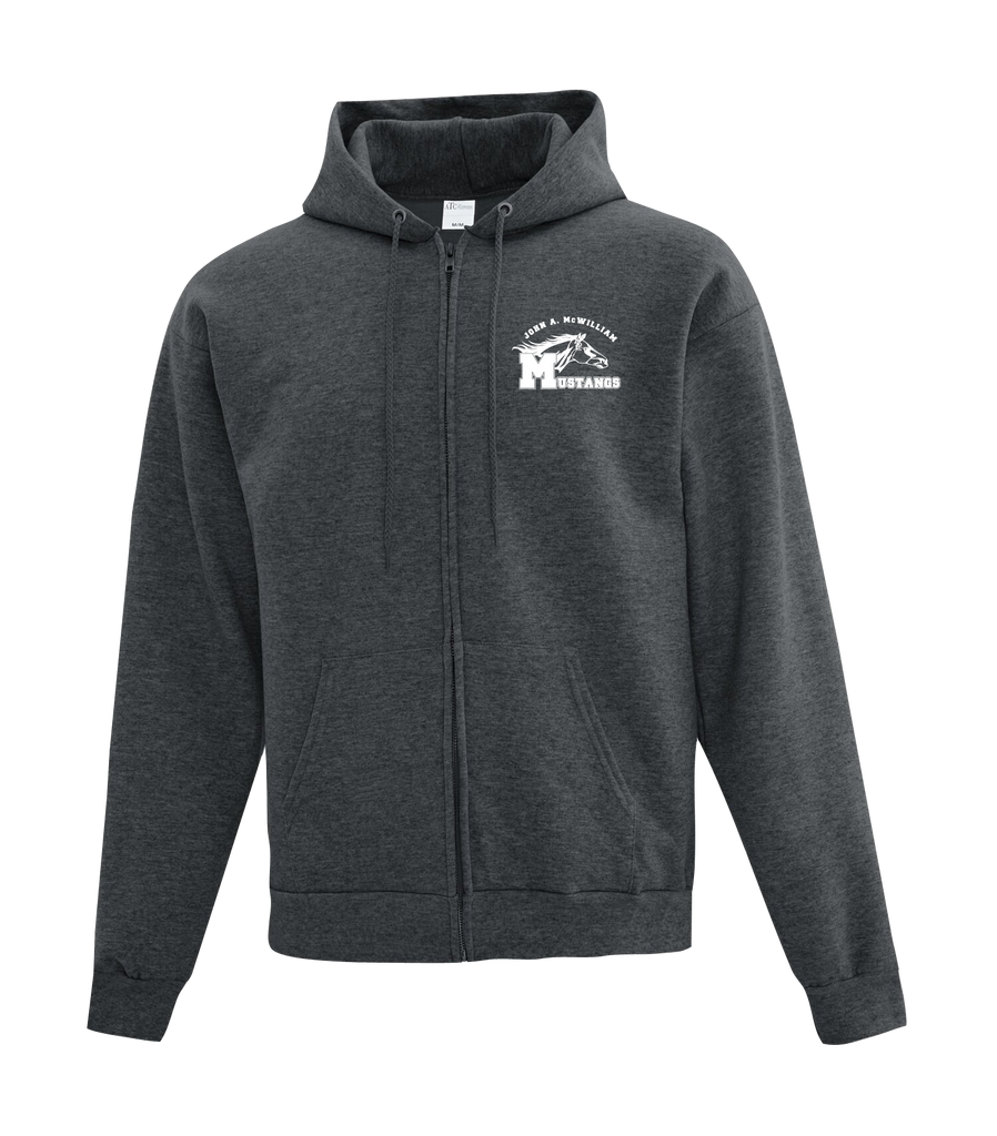 John A. McWilliam Adult Cotton Full Zip Hooded Sweatshirt with Left Chest Embroidered Logo
