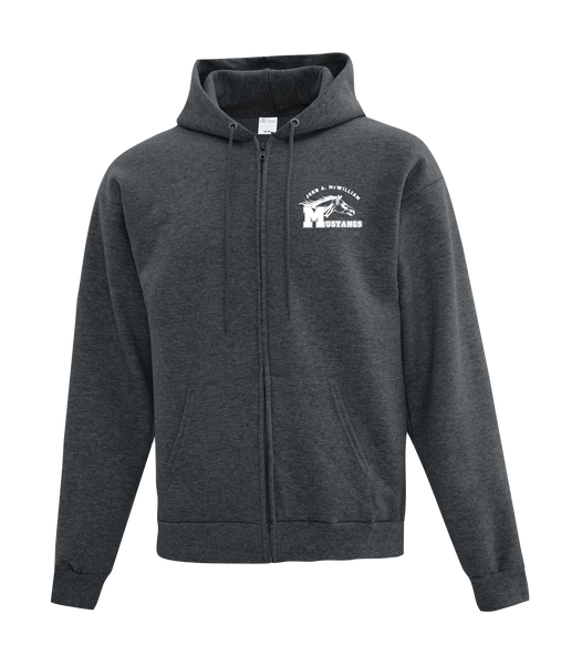 John A. McWilliam Staff Adult Cotton Full Zip Hooded Sweatshirt with Left Chest Embroidered Logo