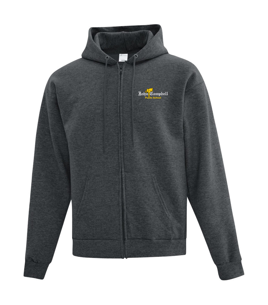 John Campbell Youth Cotton Full Zip Hooded Sweatshirt with Left Chest Embroidered Logo