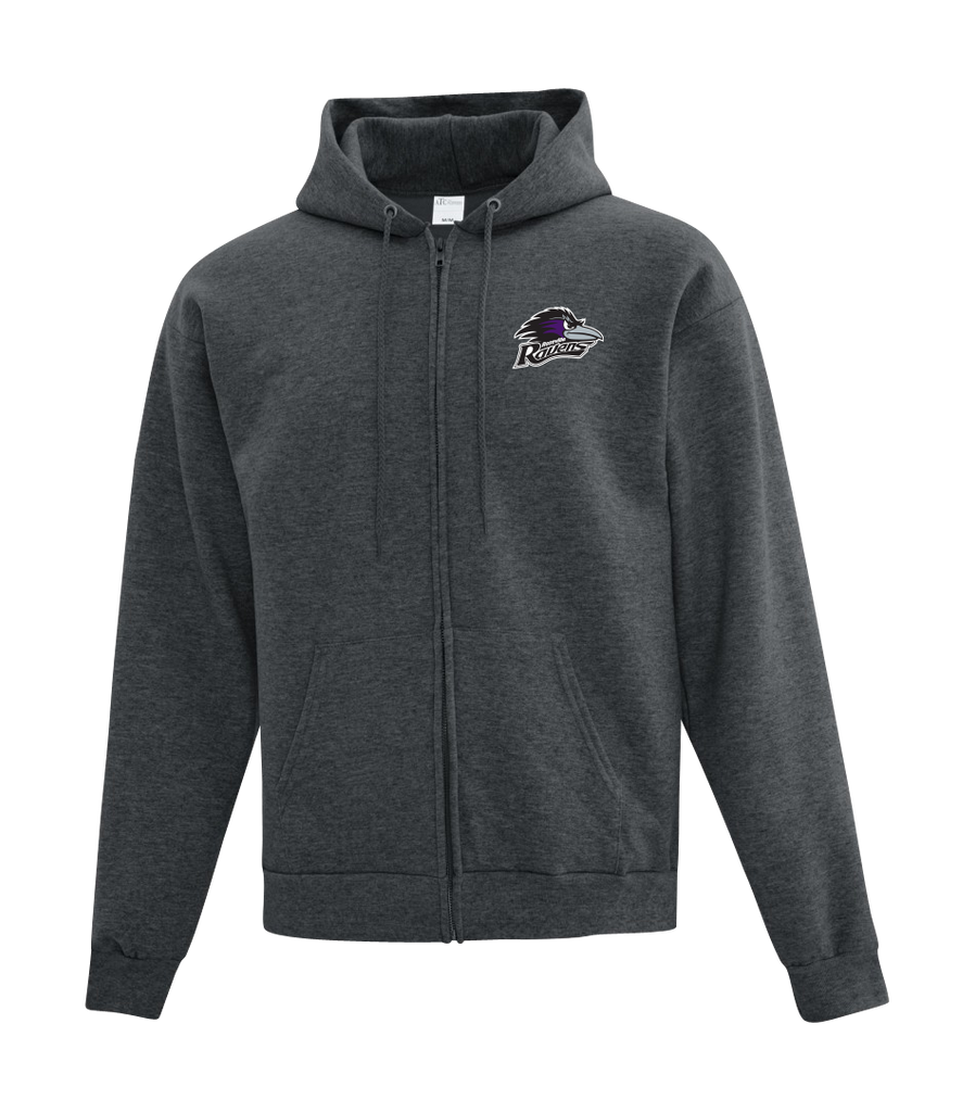 Roseville Ravens Youth Cotton Full Zip Hooded Sweatshirt with Left Chest Embroidered Logo
