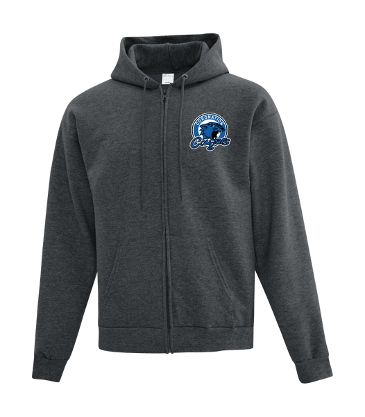 Coronation Cougars Youth Cotton Full Zip Hooded Sweatshirt with Left Chest Embroidered Logo