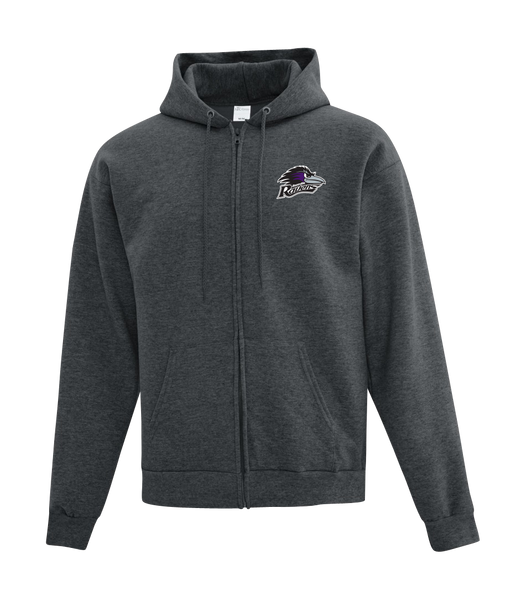 Roseville Ravens Adult Cotton Full Zip Hooded Sweatshirt with Left Chest Embroidered Logo