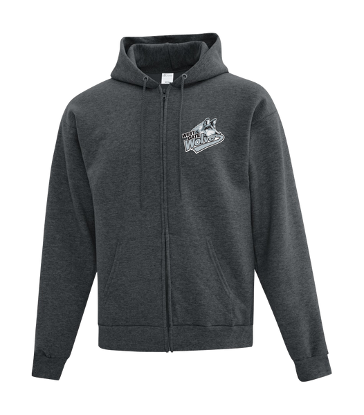 Wolves Cotton Full Zip Hooded Sweatshirt with Left Chest Embroidered Logo YOUTH