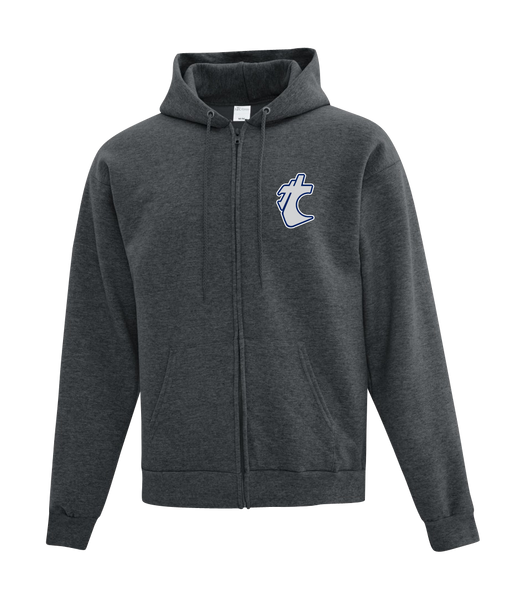 Huskies Staff Adult Cotton Full Zip Hooded Sweatshirt with Left Chest Embroidered Logo