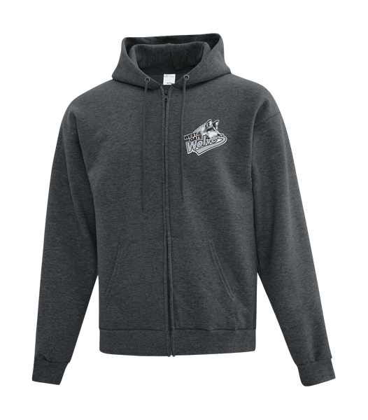 Wolves Staff Adult Cotton Full Zip Hooded Sweatshirt with Left Chest Embroidered Logo