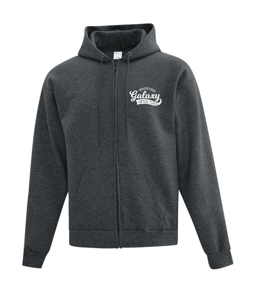 Galaxy Adult Cotton Full Zip Hooded Sweatshirt with Left Chest Embroidered logo