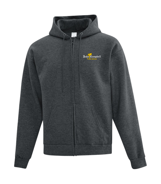 John Campbell Adult Cotton Full Zip Hooded Sweatshirt with Left Chest Embroidered Logo