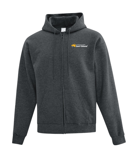 Saint-Edmond Adult Cotton Full Zip Hooded Sweatshirt with Left Chest Embroidered Logo