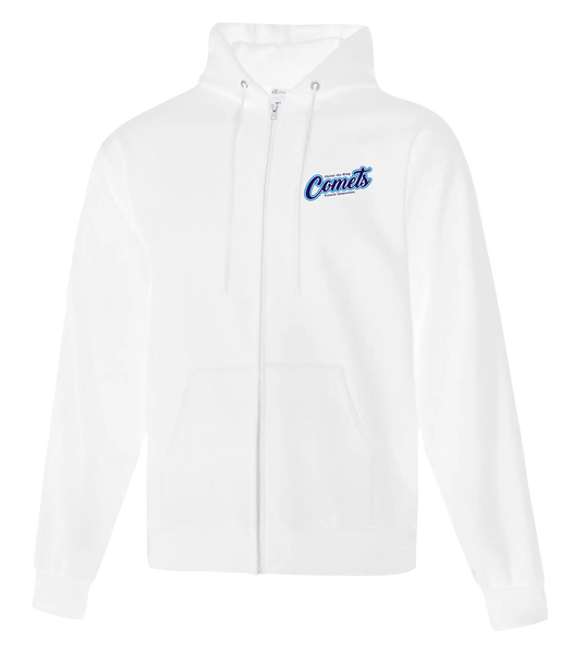 Comets Adult Cotton Full Zip Hooded Sweatshirt with Left Chest Embroidered Logo
