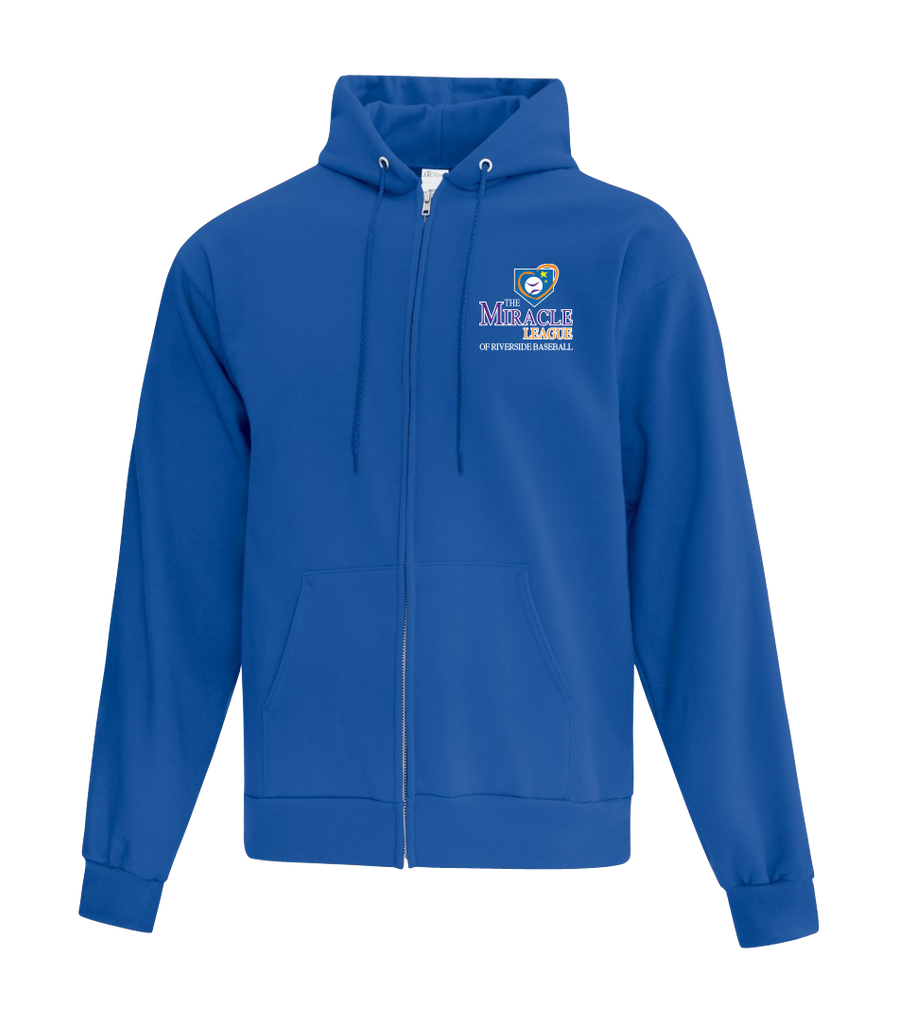 The Miracle League Youth Cotton Full Zip Hooded Sweatshirt with Left Chest Embroidered Logo