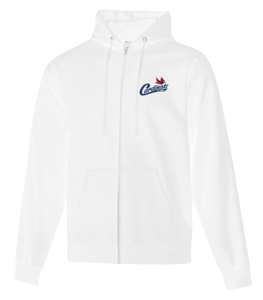 Cardinals Adult Cotton Full Zip Hooded Sweatshirt with Left Chest Embroidered Logo