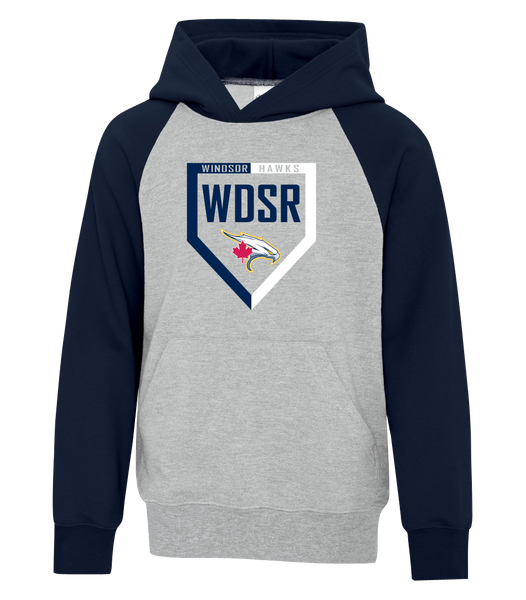WDSR Youth Cotton Hooded Two-tone Sweatshirt with Printed Logo