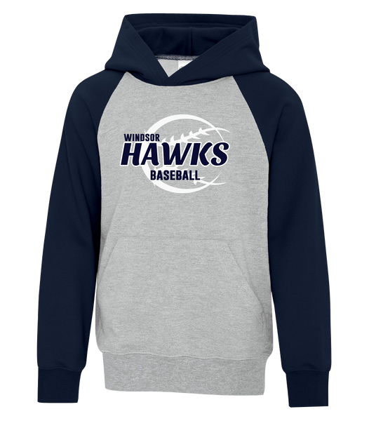 Hawks Baseball Youth Cotton Hooded Two-tone Sweatshirt with Printed Logo