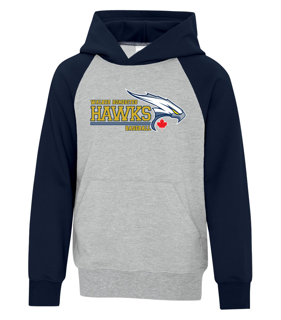 Walker Hawks Youth Cotton Hooded Two-tone Sweatshirt with Printed Logo
