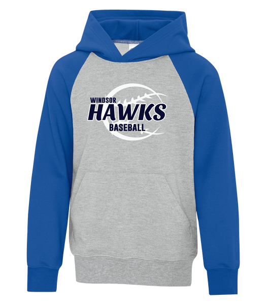 Hawks Baseball Youth Cotton Hooded Two-tone Sweatshirt with Printed Logo
