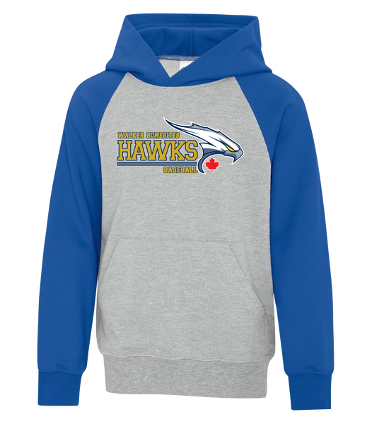 Walker Hawks Youth Cotton Hooded Two-tone Sweatshirt with Printed Logo