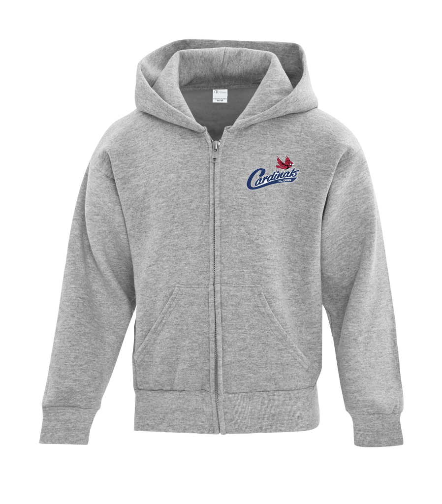 Cardinals Youth Cotton Full Zip Hooded Sweatshirt with Left Chest Embroidered Logo
