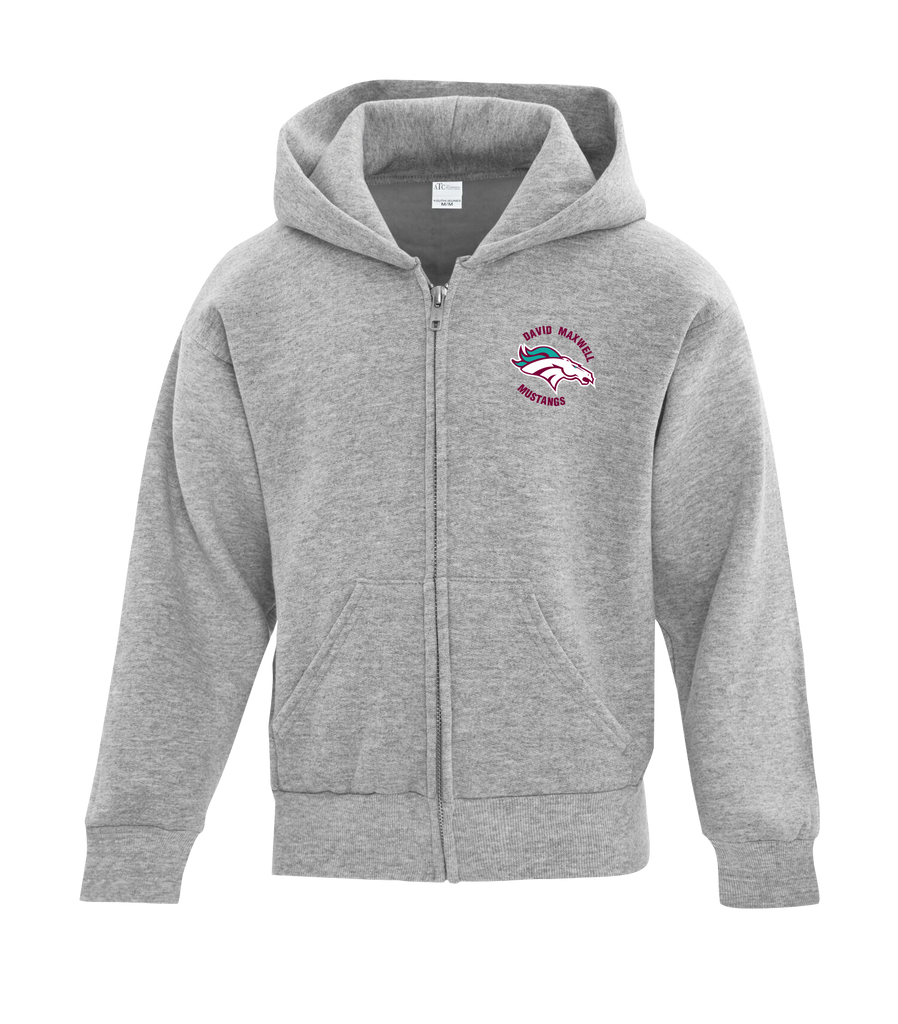 Mustangs Youth Cotton Full Zip Hooded Sweatshirt with Left Chest Embroidered Logo