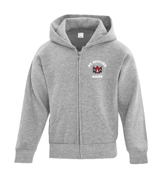 Rams Youth Cotton Full Zip Hooded Sweatshirt with Personalized Lower Back