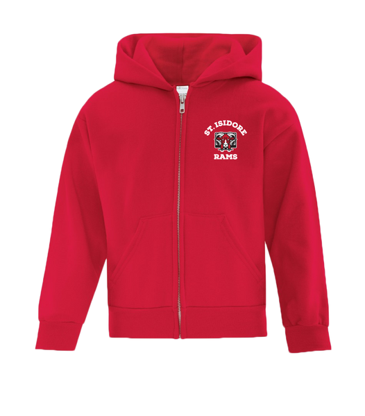 Rams Youth Cotton Full Zip Hooded Sweatshirt with Personalized Lower Back