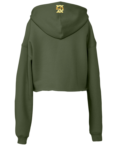 YQG Collective Ladies' Cropped Fleece Hoodie with Printed Logo