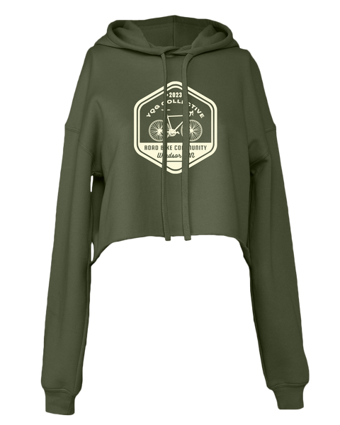 YQG Collective Ladies' Cropped Fleece Hoodie with Printed Logo