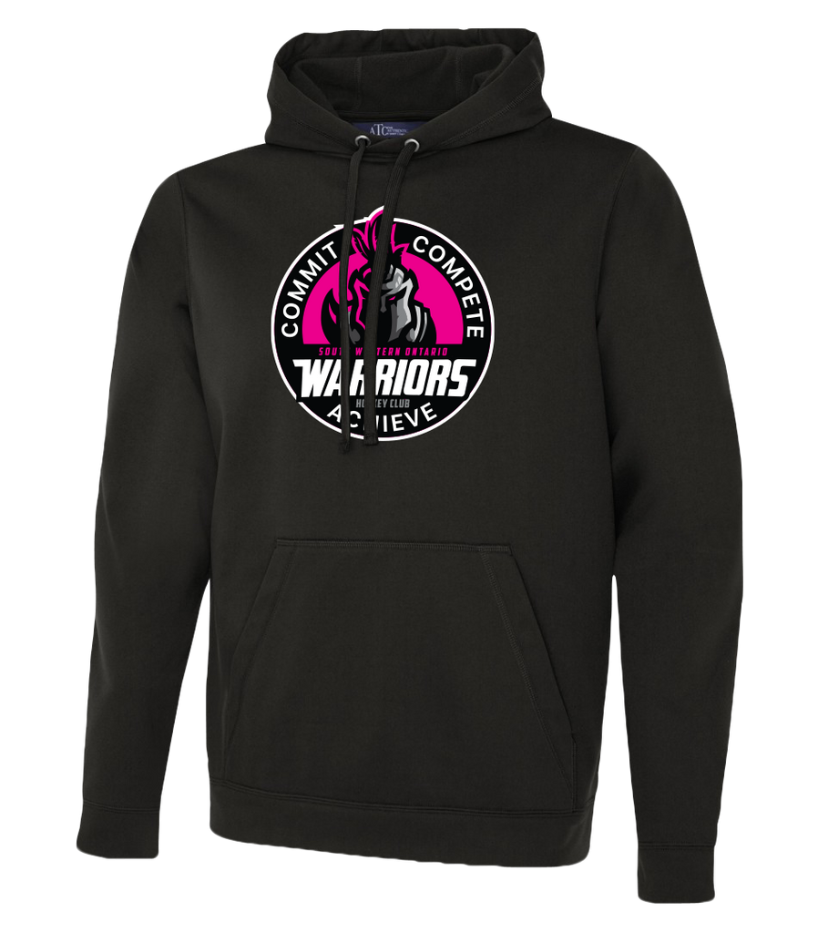 SWO Warriors Pink Badge Adult Dri-Fit Hoodie With Printed Logo