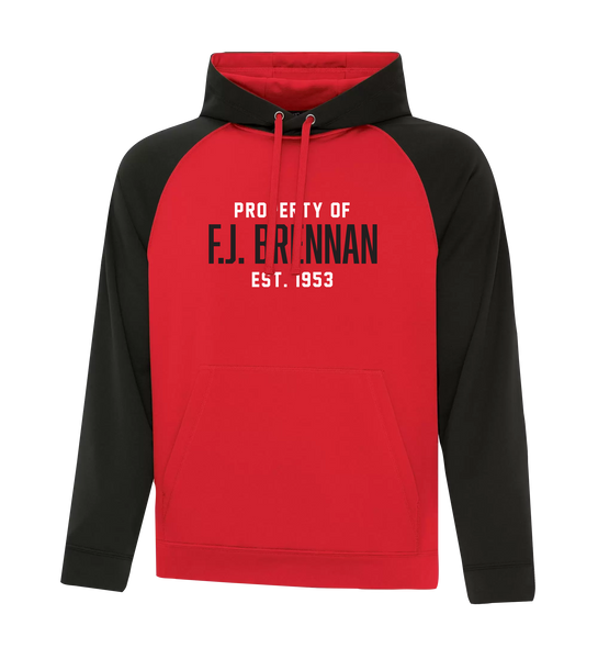 Property of F.J. Brennan Adult Two Toned Hoodie with Printed Logo