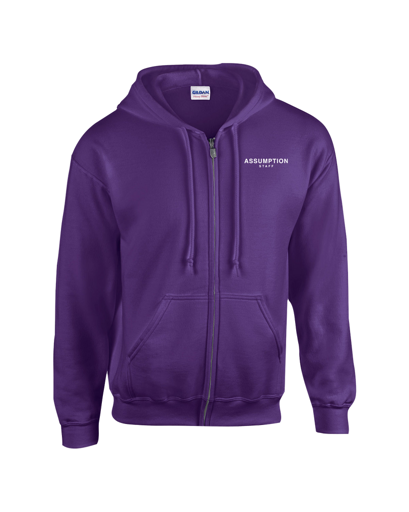 Assumption Staff Adult Cotton Full Zip Hooded Sweatshirt with Left Chest Embroidered Logo