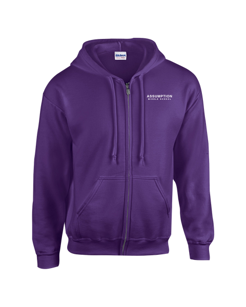 Assumption Adult Cotton Full Zip Hooded Sweatshirt with Left Chest Embroidered Logo