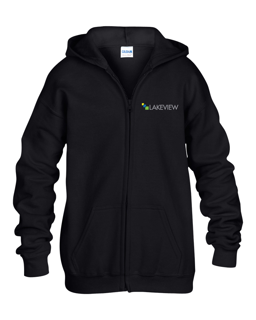 Lakeview Youth Full-Zip Hooded Sweatshirt with Embroidered Logo