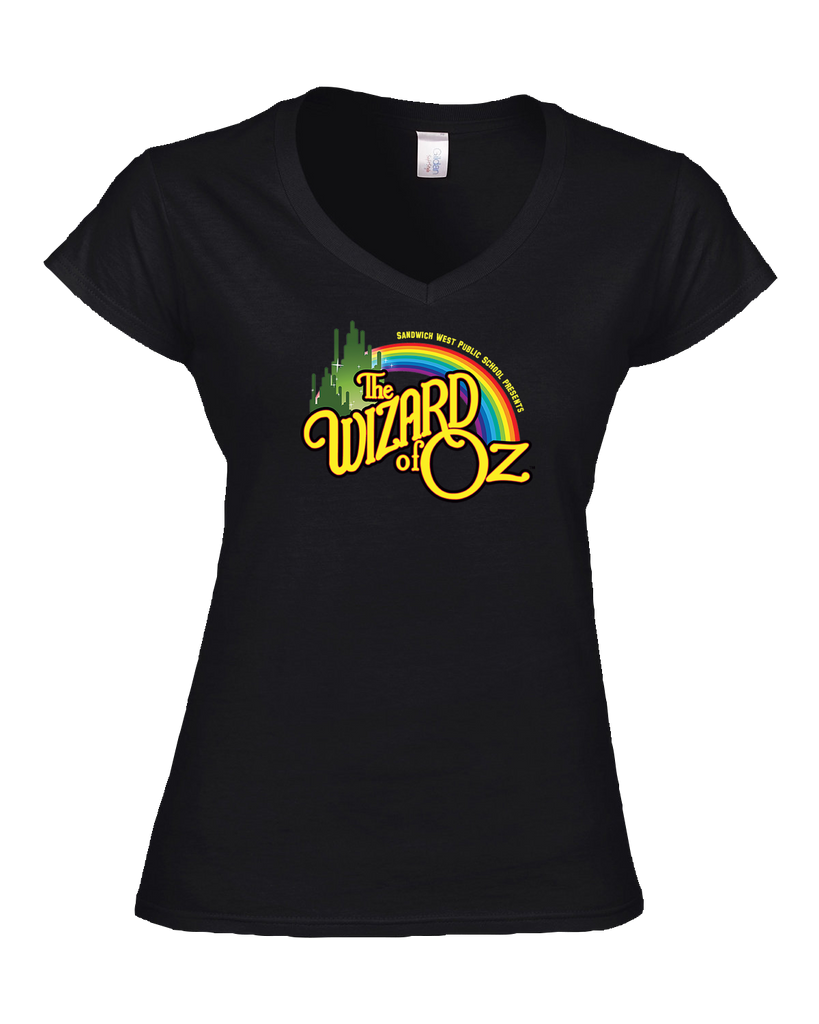 Wizard of Oz Ladies Cotton V-Neck T-Shirt with Printed logo