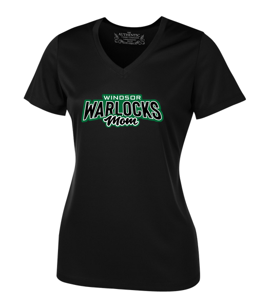 Warlocks Mom Ladies V-Neck Tee with Printed Logo