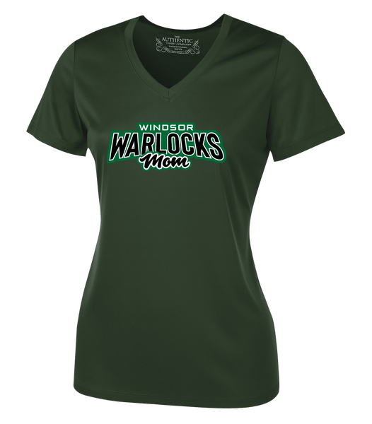 Warlocks Mom Ladies V-Neck Tee with Printed Logo