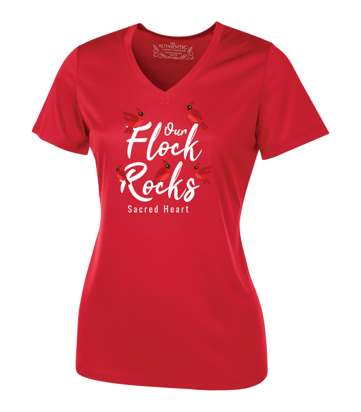 Sacred Heart "Our Flock Rocks" Ladies Dri-Fit Short Sleeve