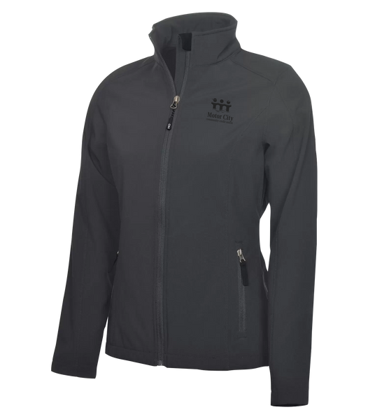 Motor City Community Credit Union Ladies Everyday Water Repellent Soft Shell Jacket with Embroidered Logo