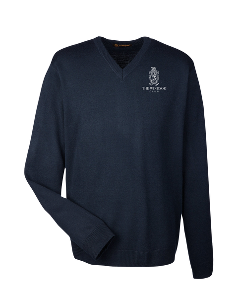 The Windsor Club Adult V-Neck Sweater with Embroidered Logo