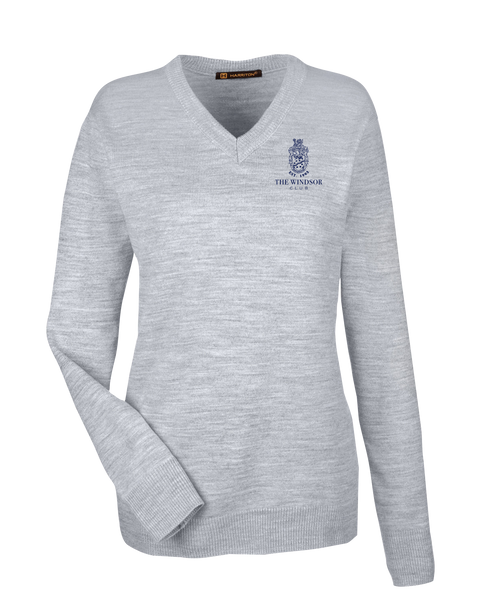 The Windsor Club Ladies V-Neck Sweater with Embroidered Logo
