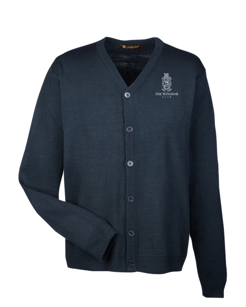 The Windsor Club Men's V-Neck Sweater with Embroidered Logo
