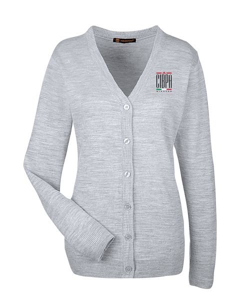 CIBPA Windsor Ladies' V-Neck Button Cardigan Sweater with Embroidered Logo