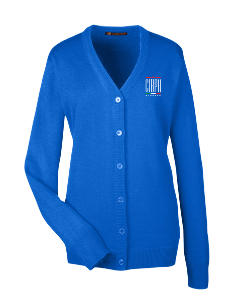 CIBPA Windsor Ladies' V-Neck Button Cardigan Sweater with Embroidered Logo