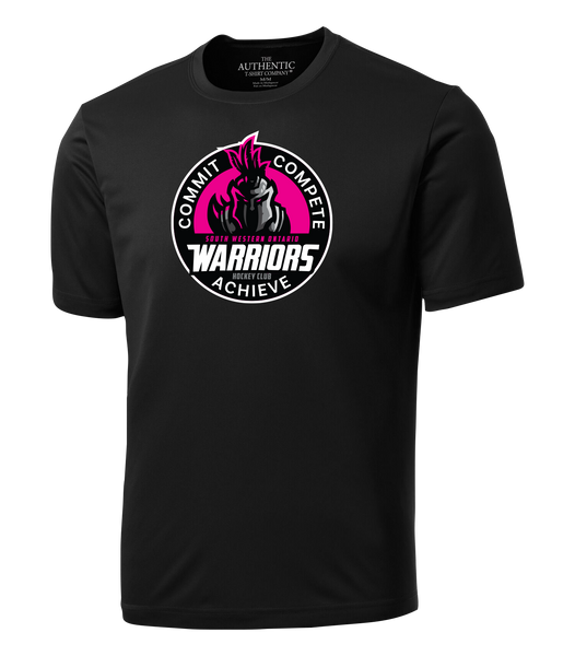 SWO Warriors Pink Badge Adult Dri-Fit T-Shirt with Printed Logo