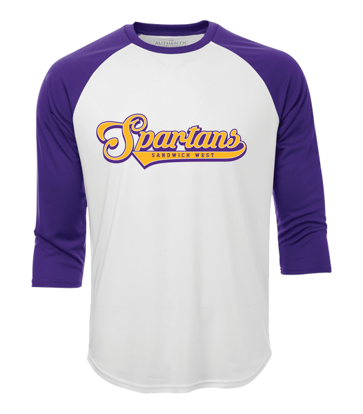 Spartans Staff Adult Two Toned Baseball T-Shirt with Printed Logo