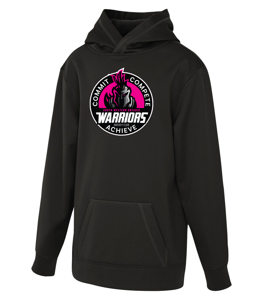 SWO Warriors Pink Badge Youth Dri-Fit Hoodie With Printed Logo