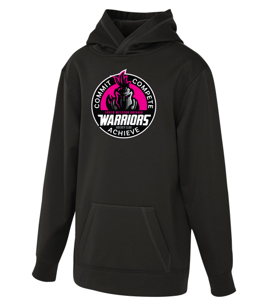SWO Warriors Pink Badge Youth Dri-Fit Hoodie With Printed Logo