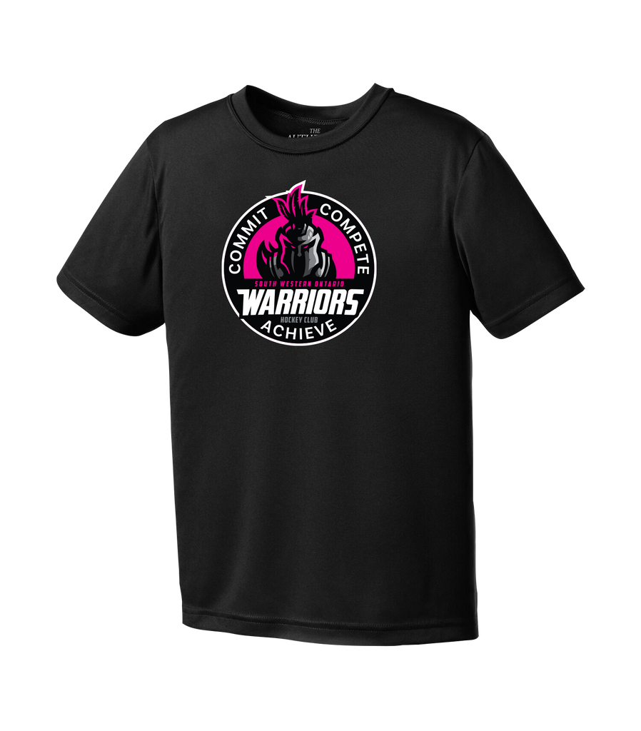 SWO Warriors Pink Badge Youth Dri-Fit T-Shirt with Printed Logo